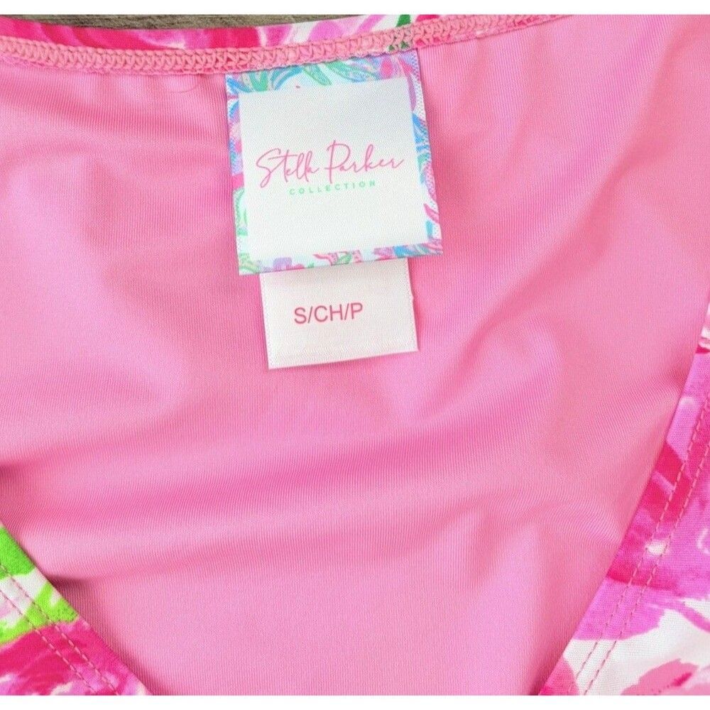 Stella Parker Pink Roses Women's Swim Romper Dress Size S NWT Southern Pockets - Picture 5 of 8